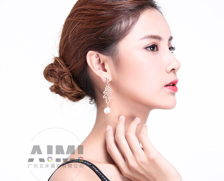 耳环首饰模特摄影 白底模特拍摄