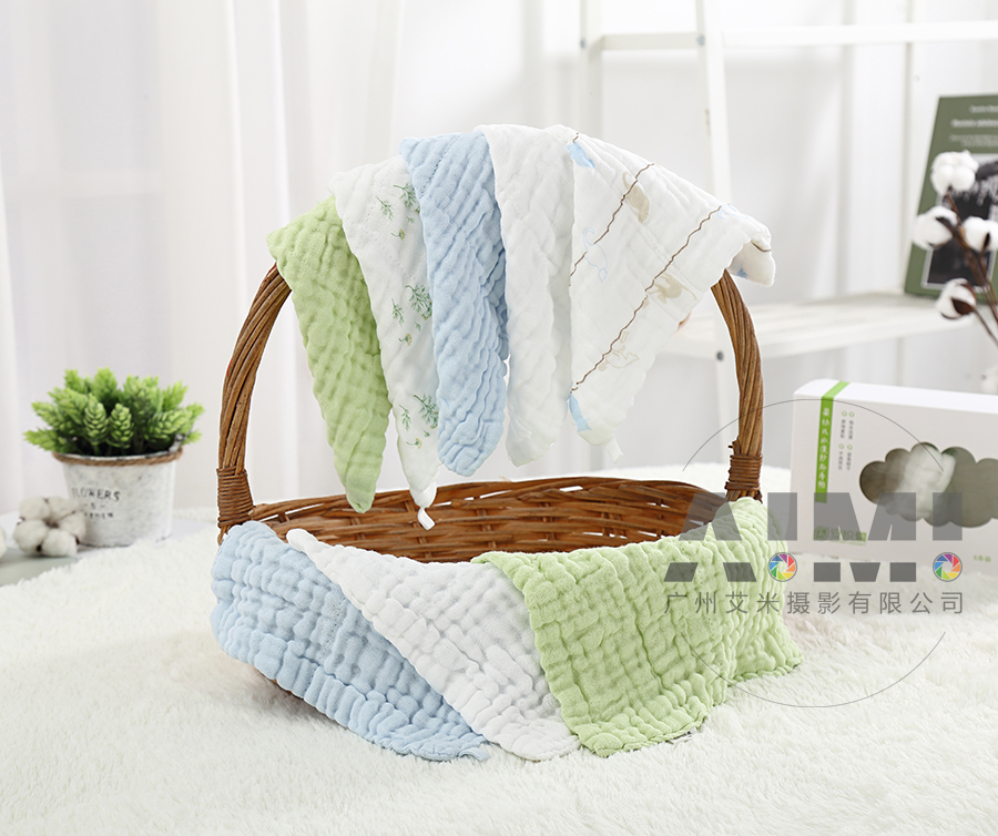 婴儿小方巾场景拍摄：与安织爱合作案例