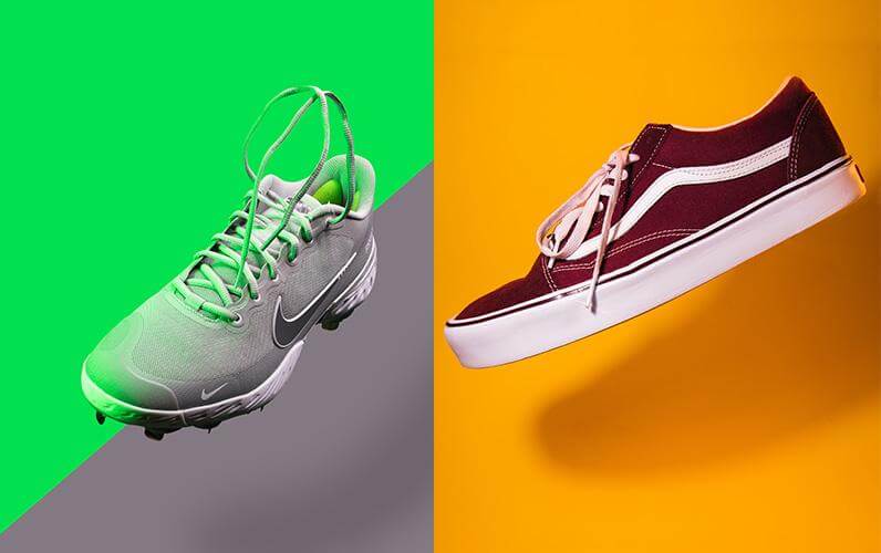 拍摄浮空的鞋子